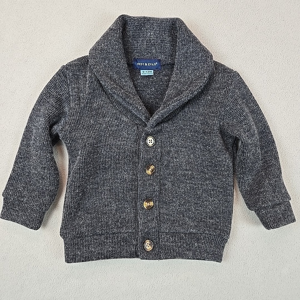 Andy & Evan Boy's Grandpa Button up Cardigan Sweater Navy 9-12 Months‎